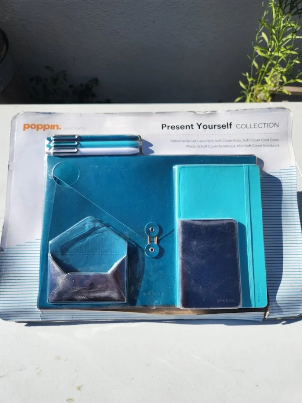 Poppin Work Happy Present Yourself Collection Teal 7 Pc Piece Desk Set Teacher G